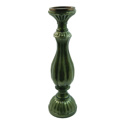 Embossed Mercury Glass Candle Holder, Green (Holds 3&quot; Pillar)