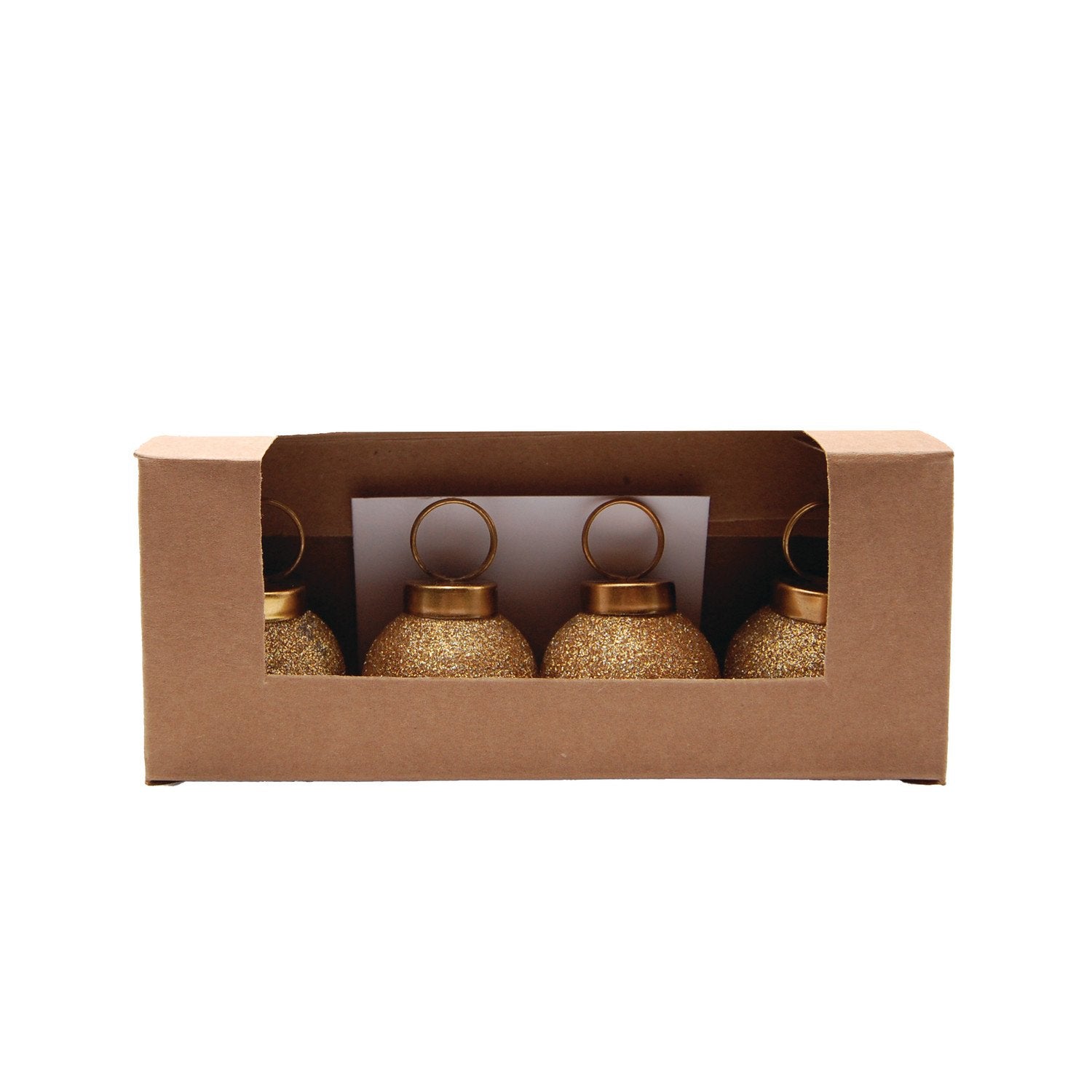 Glass Ball Ornament Card/Photo Holders with 12 Cards, Boxed Set of 4