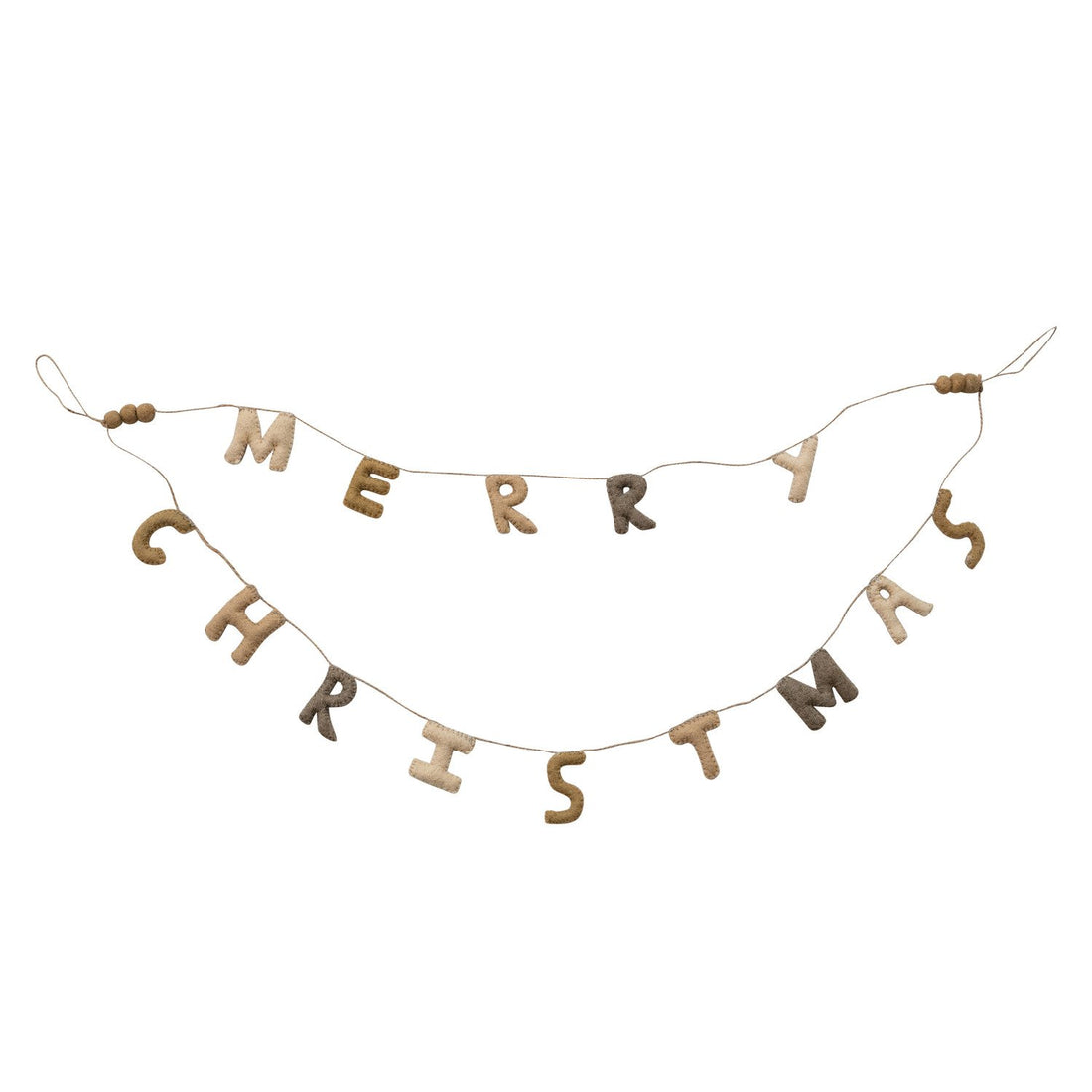 Handmade Wool Felt Banner with Pom Poms &amp; Jute Cord