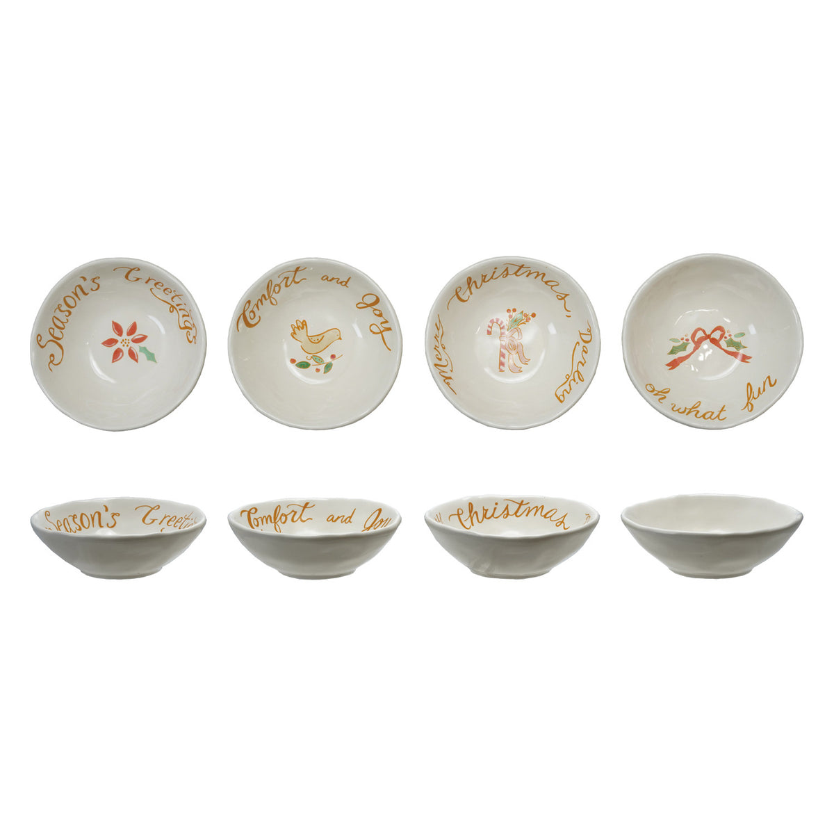 Stoneware Bowl with Holiday Saying/Image, 4 Styles ©