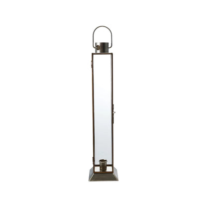 Metal &amp; Glass Lantern Taper Holder, Gold Finish