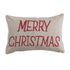 Lumbar Pillow with Embroidered "Merry Christmas", Natural & Red