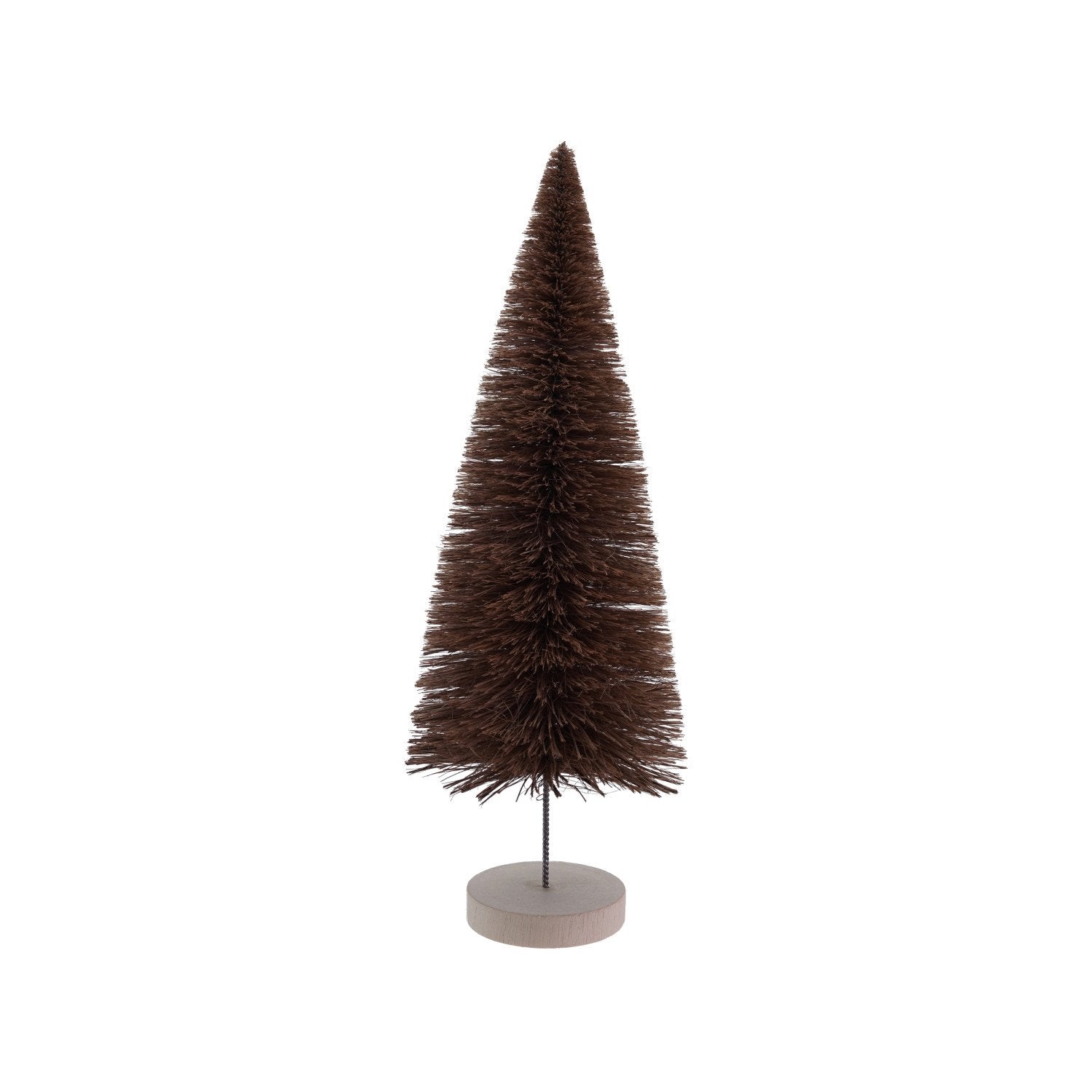5" Round x 14"H Sisal Bottle Brush Tree with Wood Base, Brown