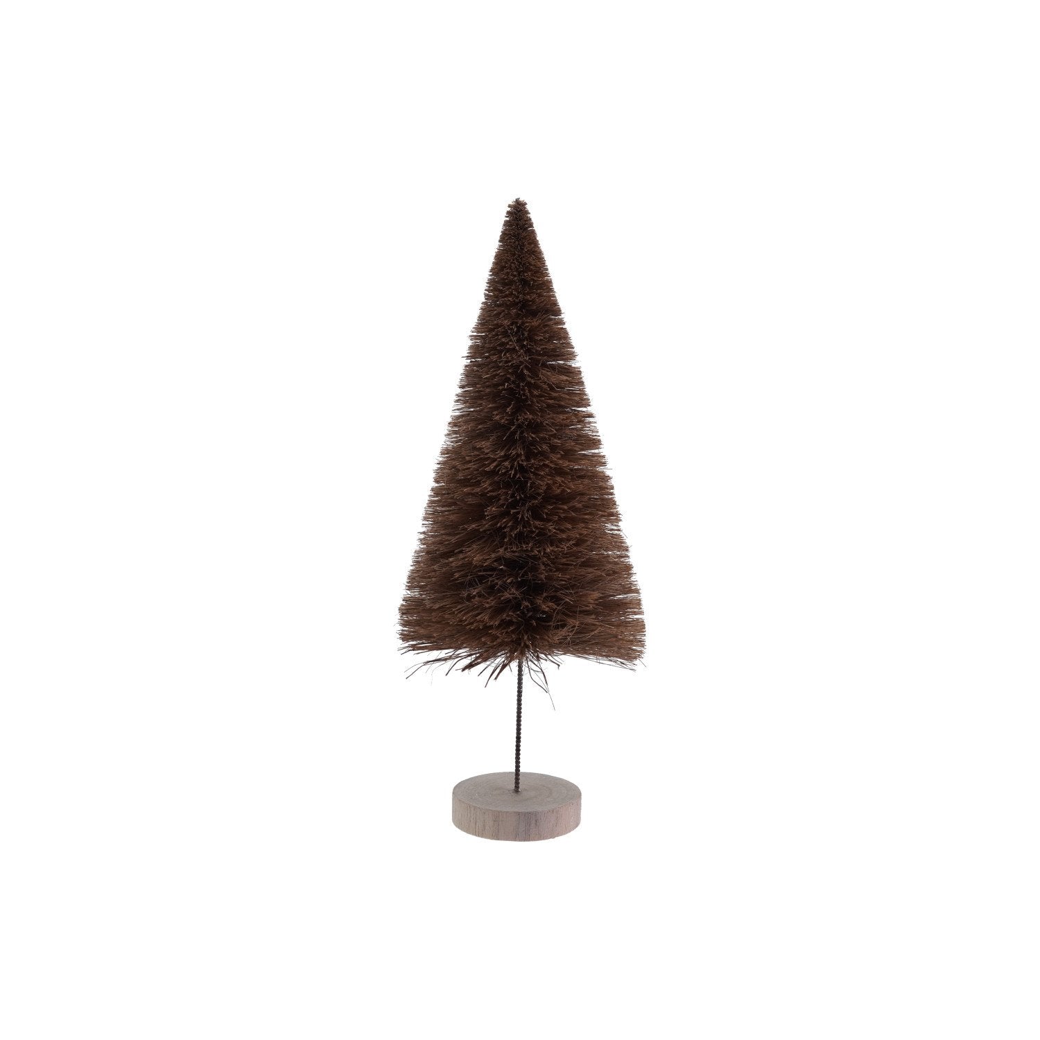 4-1/2" Round x 12"H Sisal Bottle Brush Tree with Wood Base, Brown