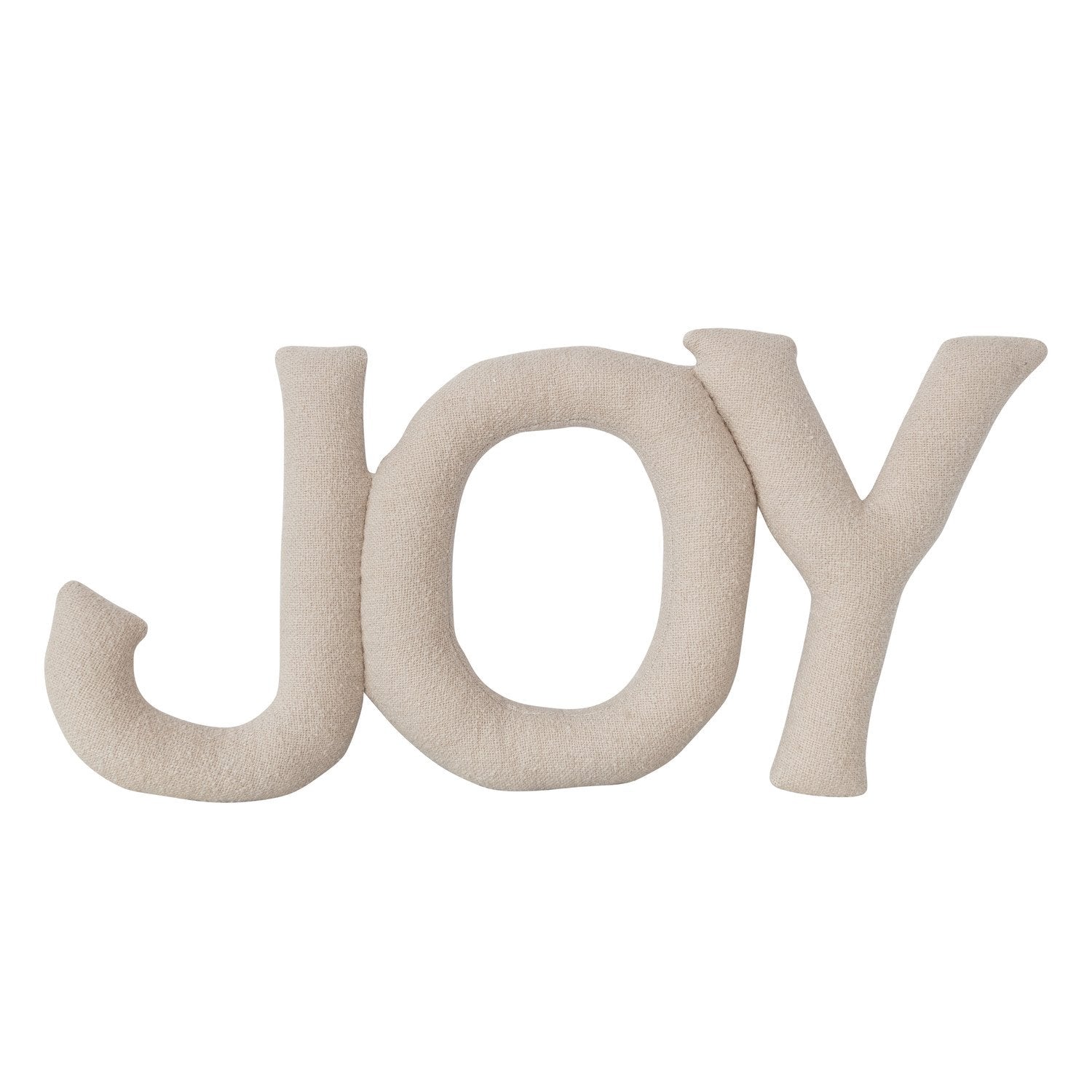 31&quot;L x 14&quot;H Woven Cotton Slub &quot;JOY&quot; Shaped Pillow, Natural
