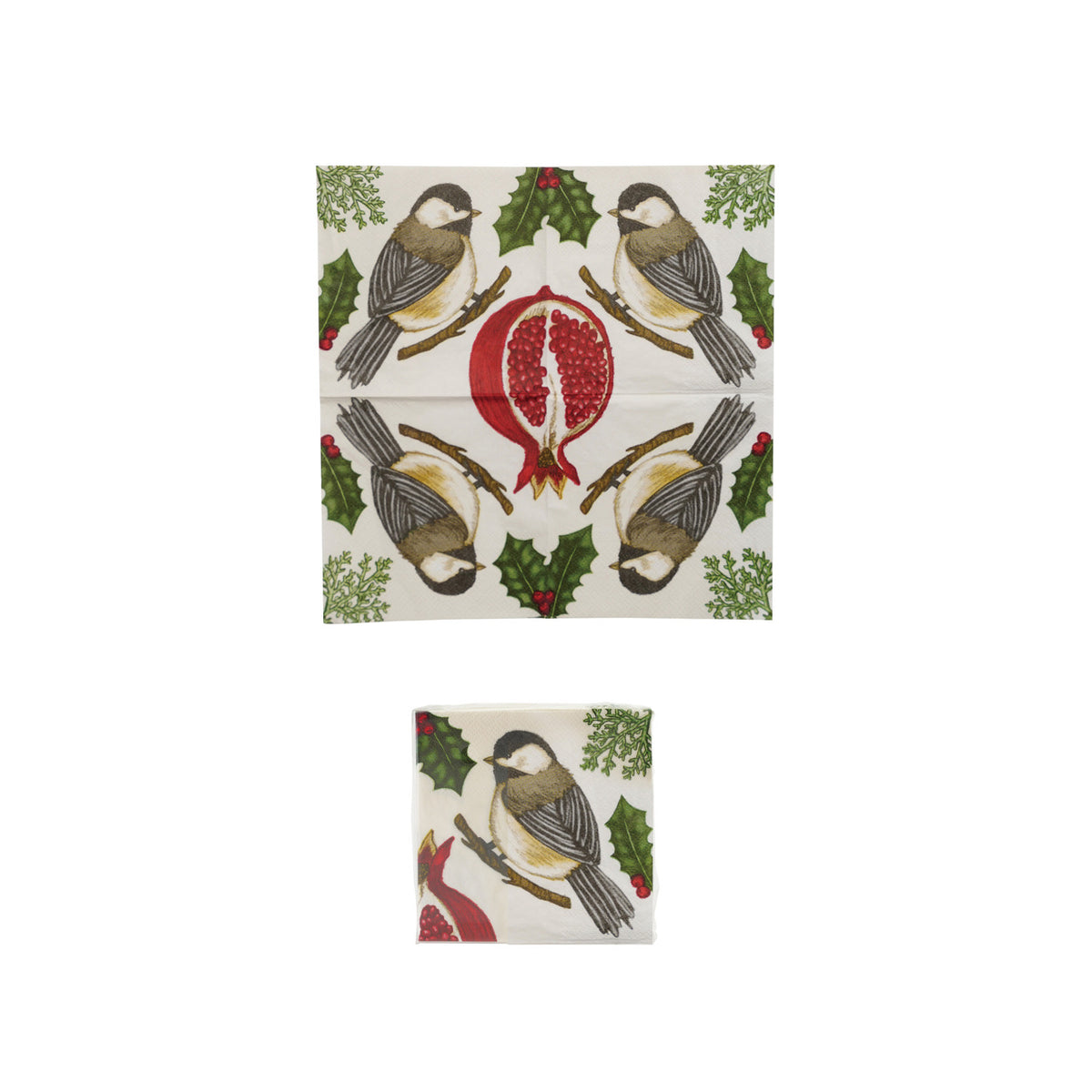 Paper Cocktail Napkins with Seasonal Botanicals &amp; Bird (Contains 50 Folded Pieces) ©