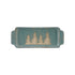 Stoneware Tray with Handles & Wax Relief Trees, Blue (Each One Will Vary)