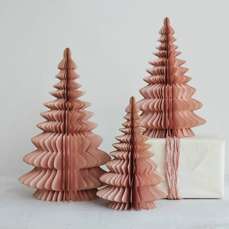 Blush Paper Honeycomb Christmas Tree
