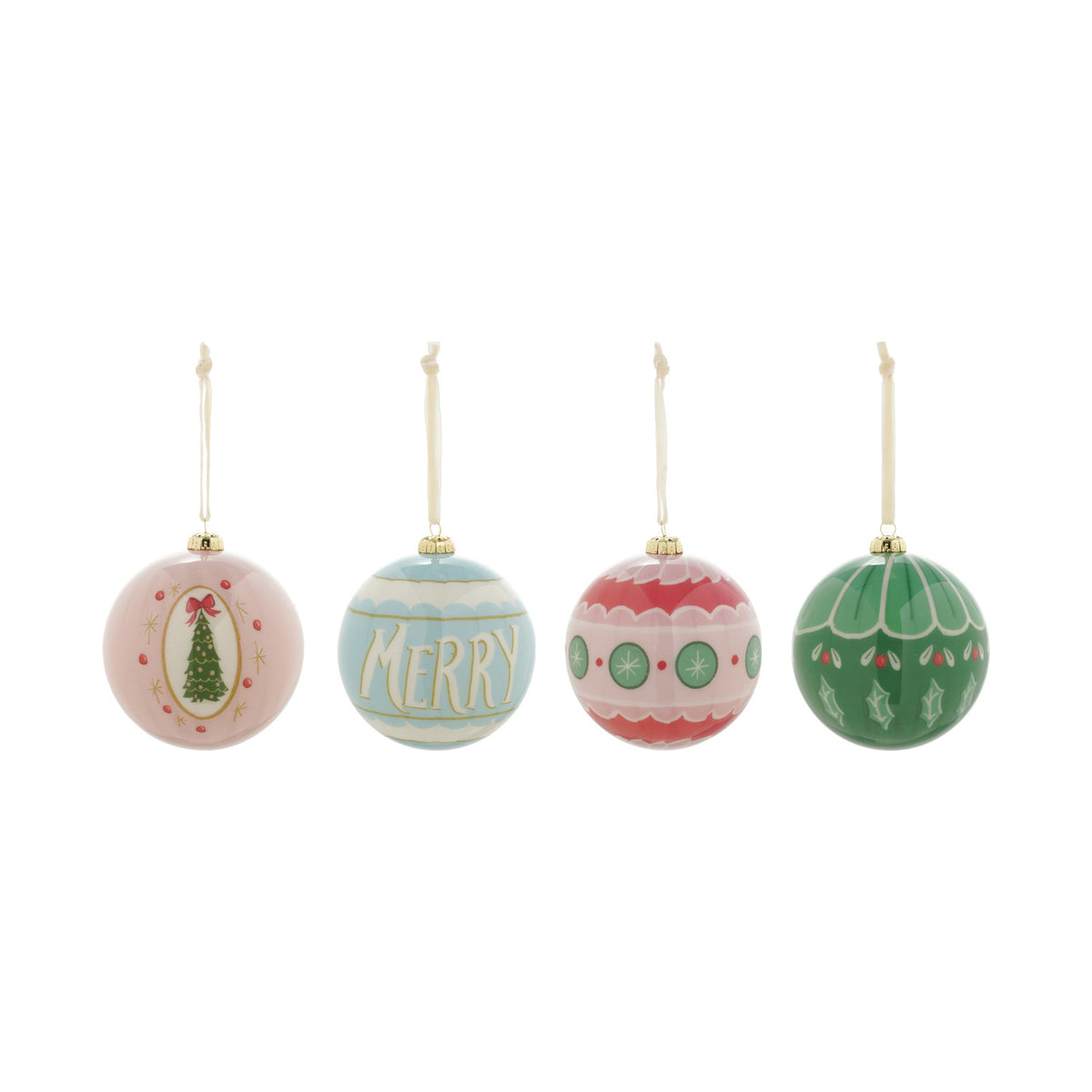 Decoupage Ball Ornament with Holiday Image/Word, 4 Styles ©